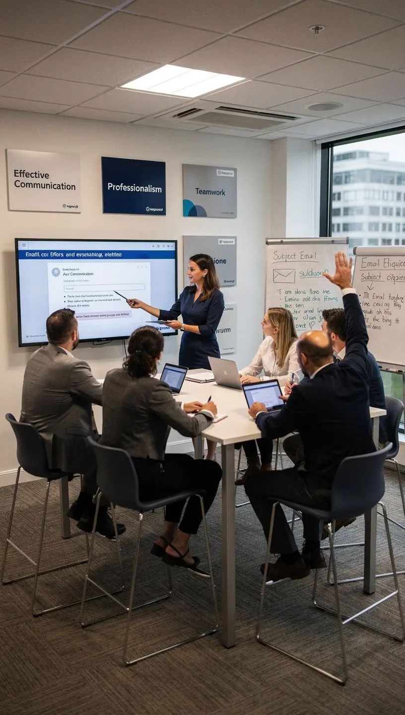 Professional team collaborating in modern office